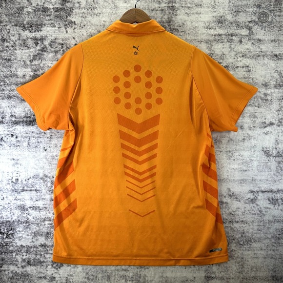 Puma Sport Lifestyle Short Sleeve Golf Polo Shirt Orange Stripe Logo - Men's XL‎ - Picture 8 of 12